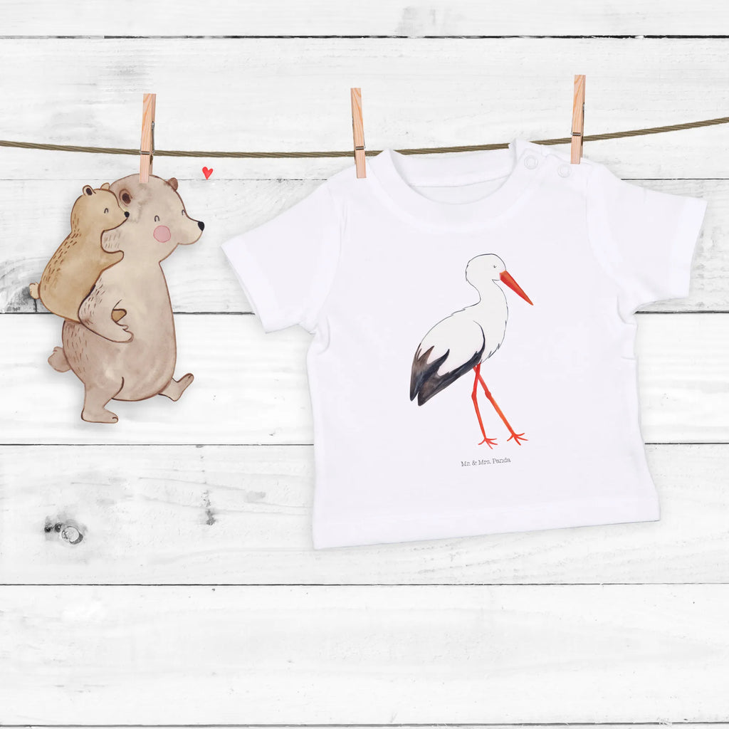 Organic Baby Shirt Storch Baby T-Shirt, Jungen Baby T-Shirt, Mädchen Baby T-Shirt, Shirt, Tiermotive, Gute Laune, lustige Sprüche, Tiere, Storch, Störche, Schwangerschaft, Geburt, Mutter, Mütter, Mutter werden, Schwanger, Babybauch, Baby