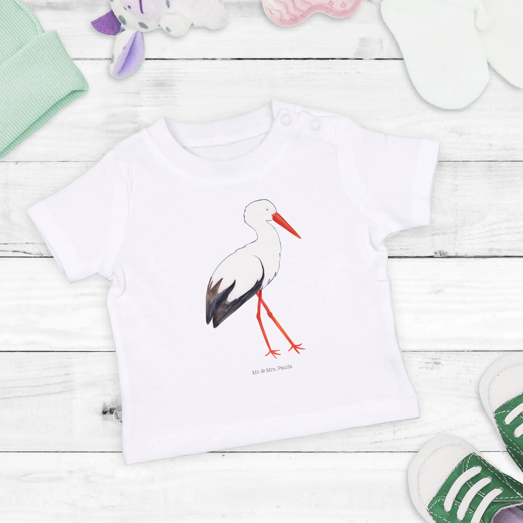 Organic Baby Shirt Storch Baby T-Shirt, Jungen Baby T-Shirt, Mädchen Baby T-Shirt, Shirt, Tiermotive, Gute Laune, lustige Sprüche, Tiere, Storch, Störche, Schwangerschaft, Geburt, Mutter, Mütter, Mutter werden, Schwanger, Babybauch, Baby