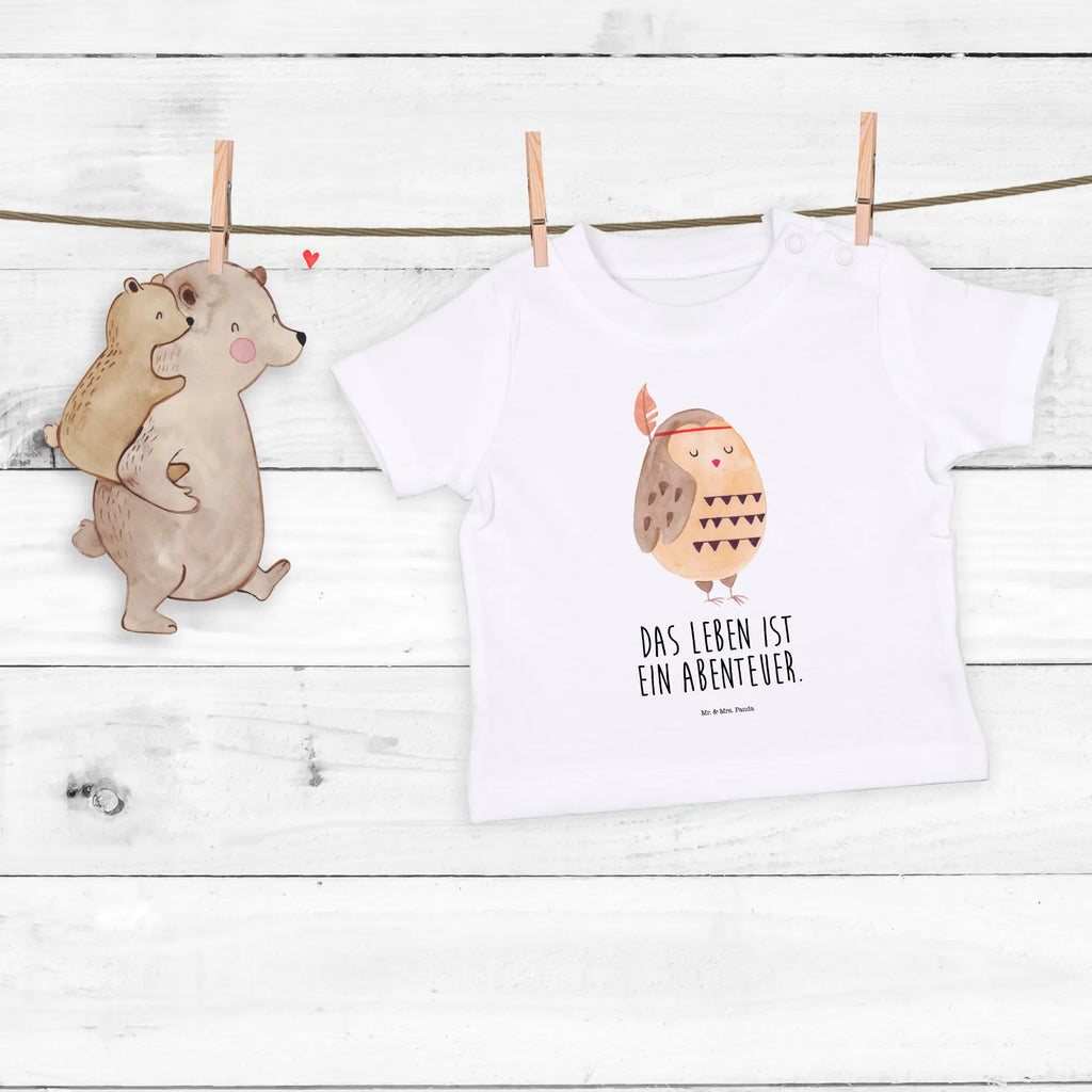 Organic Baby Shirt Eule Federschmuck Baby T-Shirt, Jungen Baby T-Shirt, Mädchen Baby T-Shirt, Shirt, Eule, Eule Deko, Owl, Das Leben ist ein Abenteuer, Reisespruch, Federschmuck, Dekoration