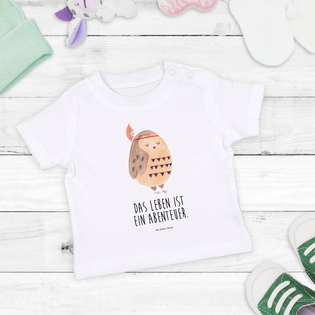 Organic Baby Shirt Eule Federschmuck Baby T-Shirt, Jungen Baby T-Shirt, Mädchen Baby T-Shirt, Shirt, Eule, Eule Deko, Owl, Das Leben ist ein Abenteuer, Reisespruch, Federschmuck, Dekoration