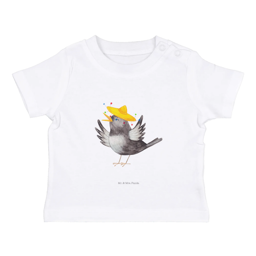 Organic Baby Shirt Rabe Sombrero Baby T-Shirt, Jungen Baby T-Shirt, Mädchen Baby T-Shirt, Shirt, Tiermotive, Gute Laune, lustige Sprüche, Tiere, Rabe, Vogel, Vögel, Spruch positiv, fröhlich sein, glücklich sein, Glück Spruch, froh, Elster, Motivation