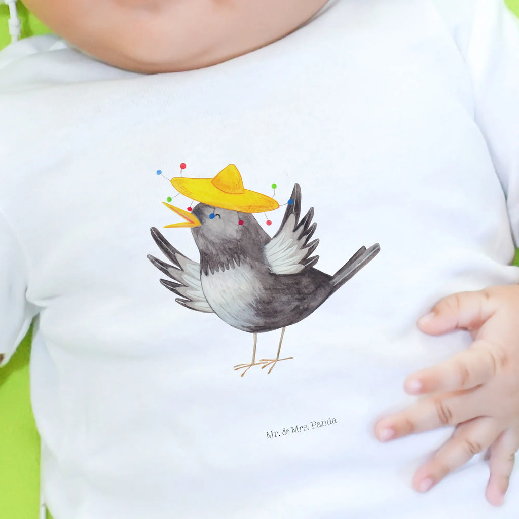 Organic Baby Shirt Rabe Sombrero Baby T-Shirt, Jungen Baby T-Shirt, Mädchen Baby T-Shirt, Shirt, Tiermotive, Gute Laune, lustige Sprüche, Tiere, Rabe, Vogel, Vögel, Spruch positiv, fröhlich sein, glücklich sein, Glück Spruch, froh, Elster, Motivation