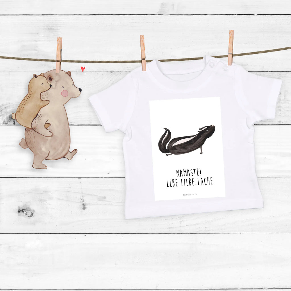 Organic Baby Shirt Stinktier Yoga Baby T-Shirt, Jungen Baby T-Shirt, Mädchen Baby T-Shirt, Shirt, Stinktier, Skunk, Wildtier, Raubtier, Stinker, Stinki, Yoga, Namaste, Lebe, Liebe, Lache