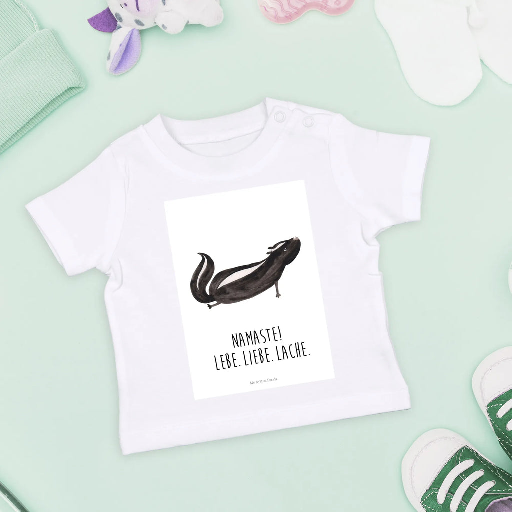 Organic Baby Shirt Stinktier Yoga Baby T-Shirt, Jungen Baby T-Shirt, Mädchen Baby T-Shirt, Shirt, Stinktier, Skunk, Wildtier, Raubtier, Stinker, Stinki, Yoga, Namaste, Lebe, Liebe, Lache