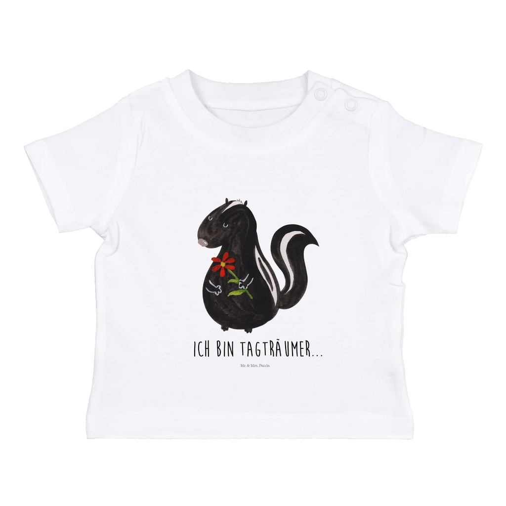 Organic Baby Shirt Stinktier Blume Baby T-Shirt, Jungen Baby T-Shirt, Mädchen Baby T-Shirt, Shirt, Stinktier, Skunk, Wildtier, Raubtier, Stinker, Stinki, Tagträumer, verträumt, Dreams, Träume