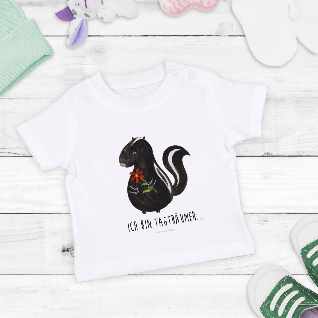 Organic Baby Shirt Stinktier Blume Baby T-Shirt, Jungen Baby T-Shirt, Mädchen Baby T-Shirt, Shirt, Stinktier, Skunk, Wildtier, Raubtier, Stinker, Stinki, Tagträumer, verträumt, Dreams, Träume