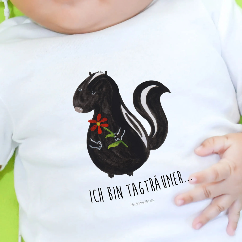 Organic Baby Shirt Stinktier Blume Baby T-Shirt, Jungen Baby T-Shirt, Mädchen Baby T-Shirt, Shirt, Stinktier, Skunk, Wildtier, Raubtier, Stinker, Stinki, Tagträumer, verträumt, Dreams, Träume