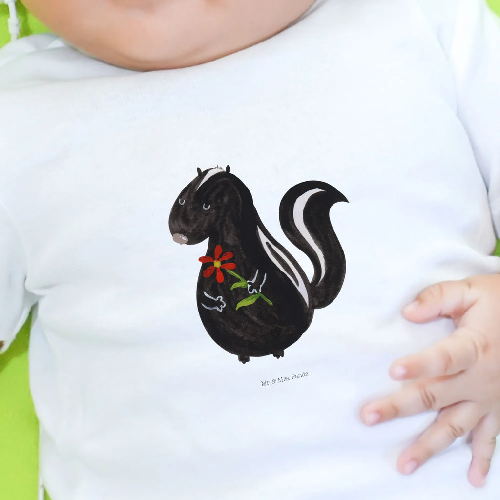 Organic Baby Shirt Stinktier Blume Baby T-Shirt, Jungen Baby T-Shirt, Mädchen Baby T-Shirt, Shirt, Stinktier, Skunk, Wildtier, Raubtier, Stinker, Stinki, Tagträumer, verträumt, Dreams, Träume