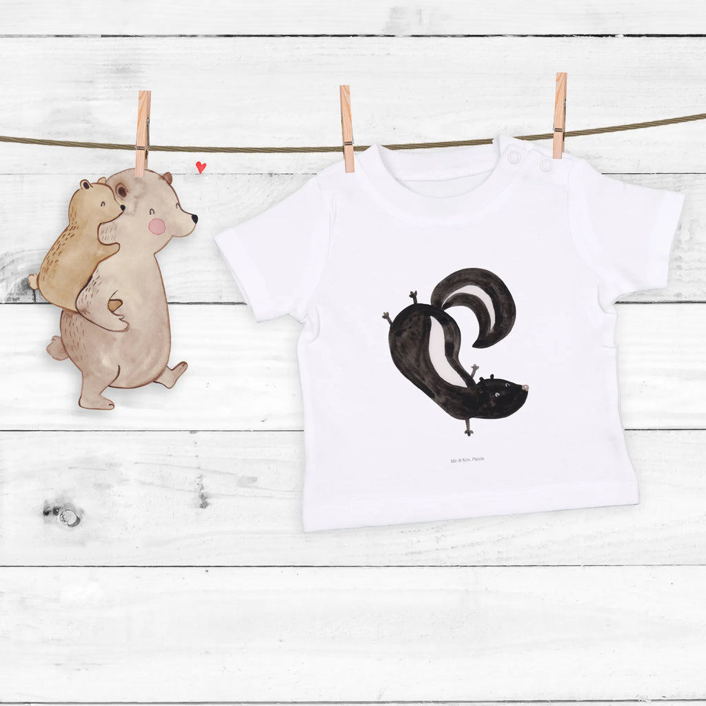 Organic Baby Shirt Stinktier Handstand Baby T-Shirt, Jungen Baby T-Shirt, Mädchen Baby T-Shirt, Shirt, Stinktier, Skunk, Wildtier, Raubtier, Stinker, Stinki, Spielplatz, verpielt, Kind