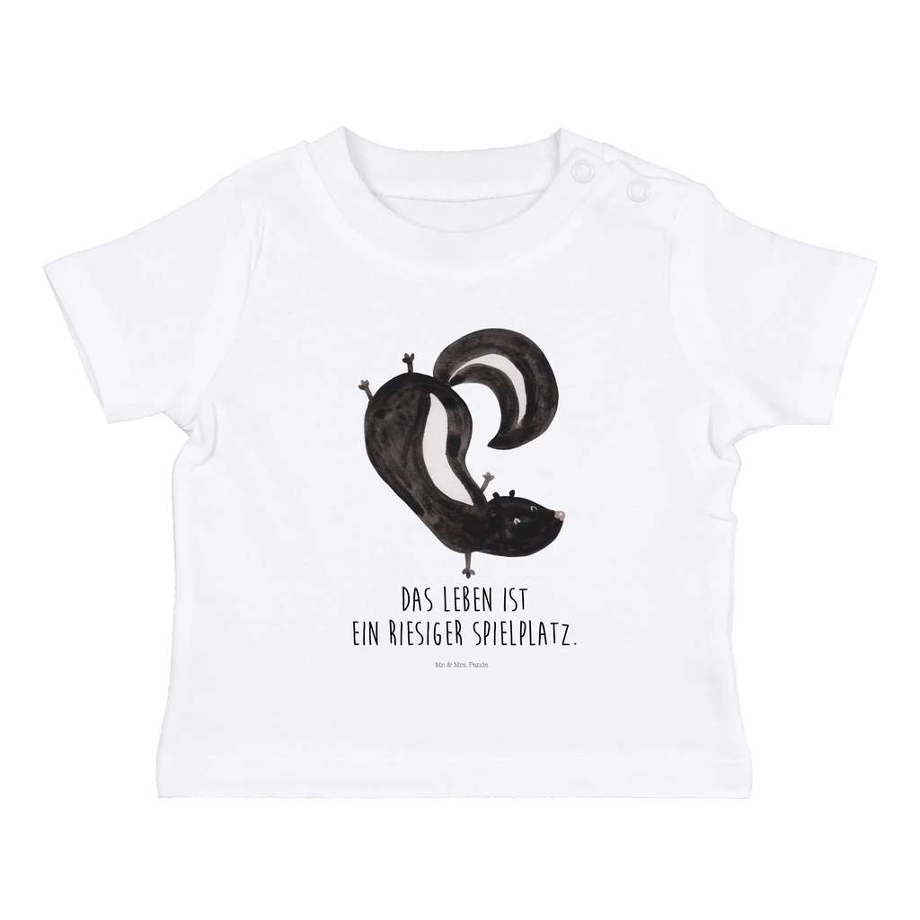 Organic Baby Shirt Stinktier Handstand Baby T-Shirt, Jungen Baby T-Shirt, Mädchen Baby T-Shirt, Shirt, Stinktier, Skunk, Wildtier, Raubtier, Stinker, Stinki, Spielplatz, verpielt, Kind