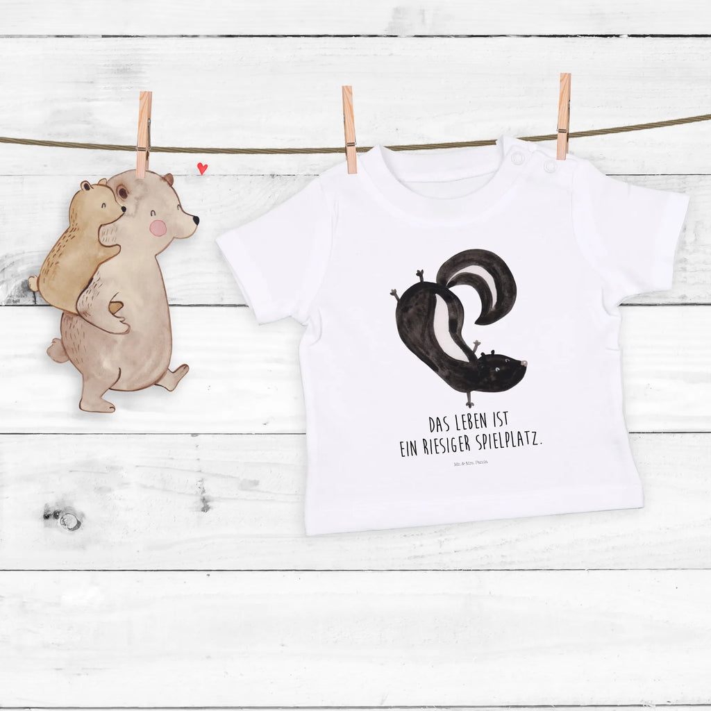 Organic Baby Shirt Stinktier Handstand Baby T-Shirt, Jungen Baby T-Shirt, Mädchen Baby T-Shirt, Shirt, Stinktier, Skunk, Wildtier, Raubtier, Stinker, Stinki, Spielplatz, verpielt, Kind