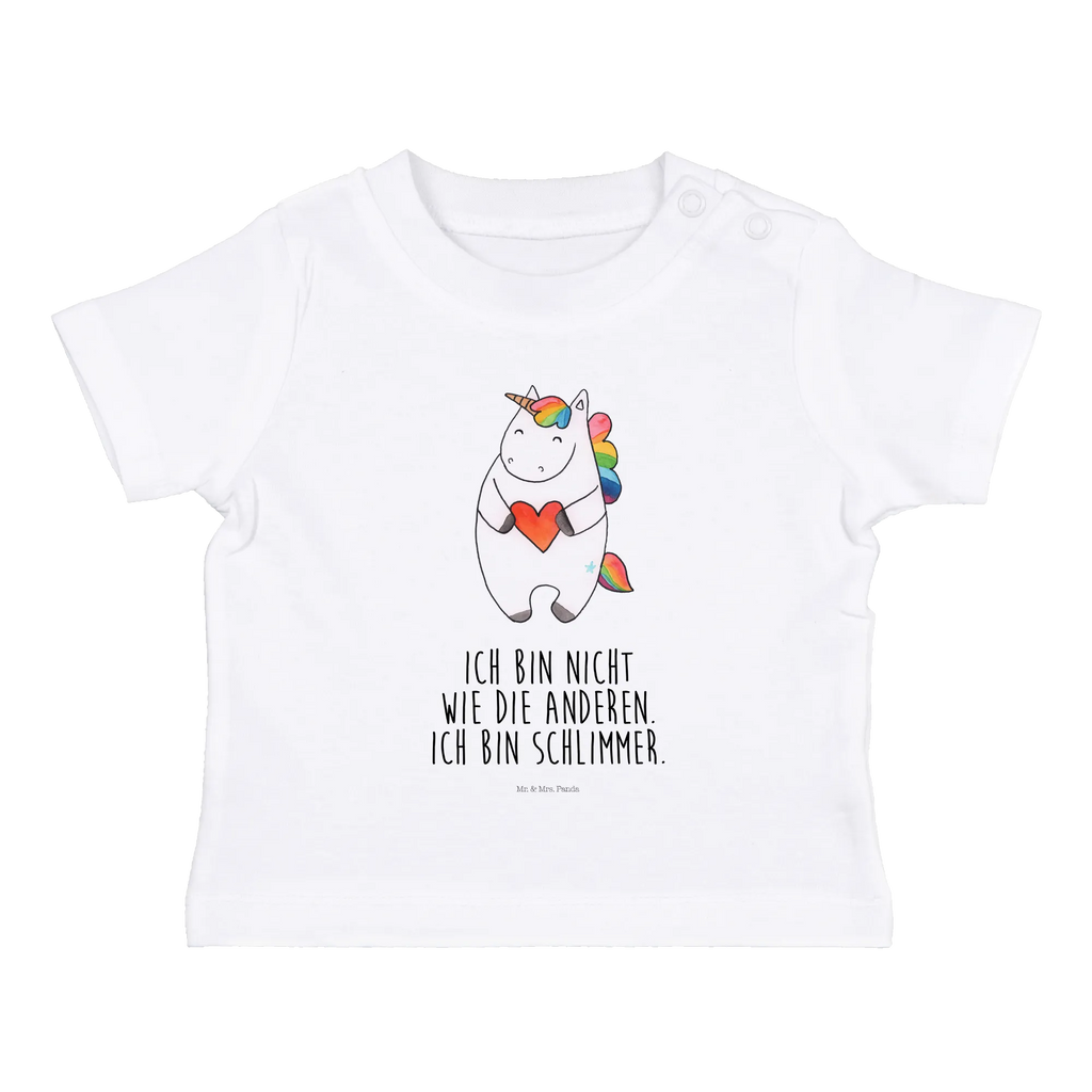 Organic Baby Shirt Einhorn Herz Baby T-Shirt, Jungen Baby T-Shirt, Mädchen Baby T-Shirt, Shirt, Einhorn, Einhörner, Einhorn Deko, Pegasus, Unicorn, Herz, schlimm, böse, witzig, lustig, Freundin, anders, bunt