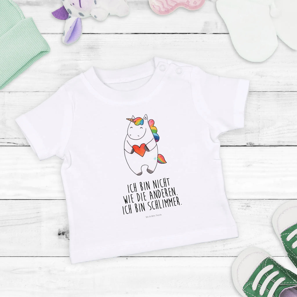 Organic Baby Shirt Einhorn Herz Baby T-Shirt, Jungen Baby T-Shirt, Mädchen Baby T-Shirt, Shirt, Einhorn, Einhörner, Einhorn Deko, Pegasus, Unicorn, Herz, schlimm, böse, witzig, lustig, Freundin, anders, bunt