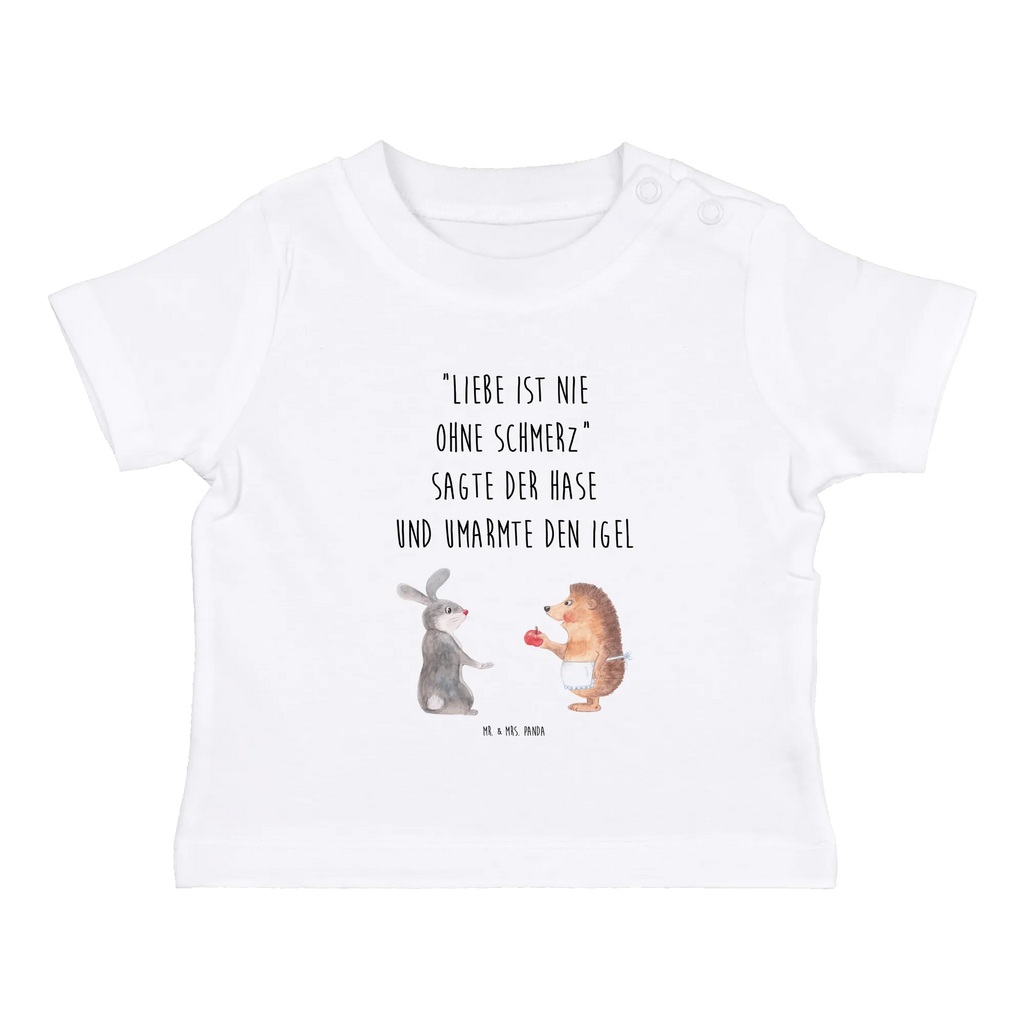 Organic Baby Shirt Hase Igel Baby T-Shirt, Jungen Baby T-Shirt, Mädchen Baby T-Shirt, Shirt, Tiermotive, Gute Laune, lustige Sprüche, Tiere, Igel und Hase, Igel, Hase, Liebe Spruch, Liebeskummer Geschenk, Herzschmerz, Trösten, Trennungsschmerz, Spruch romantisch