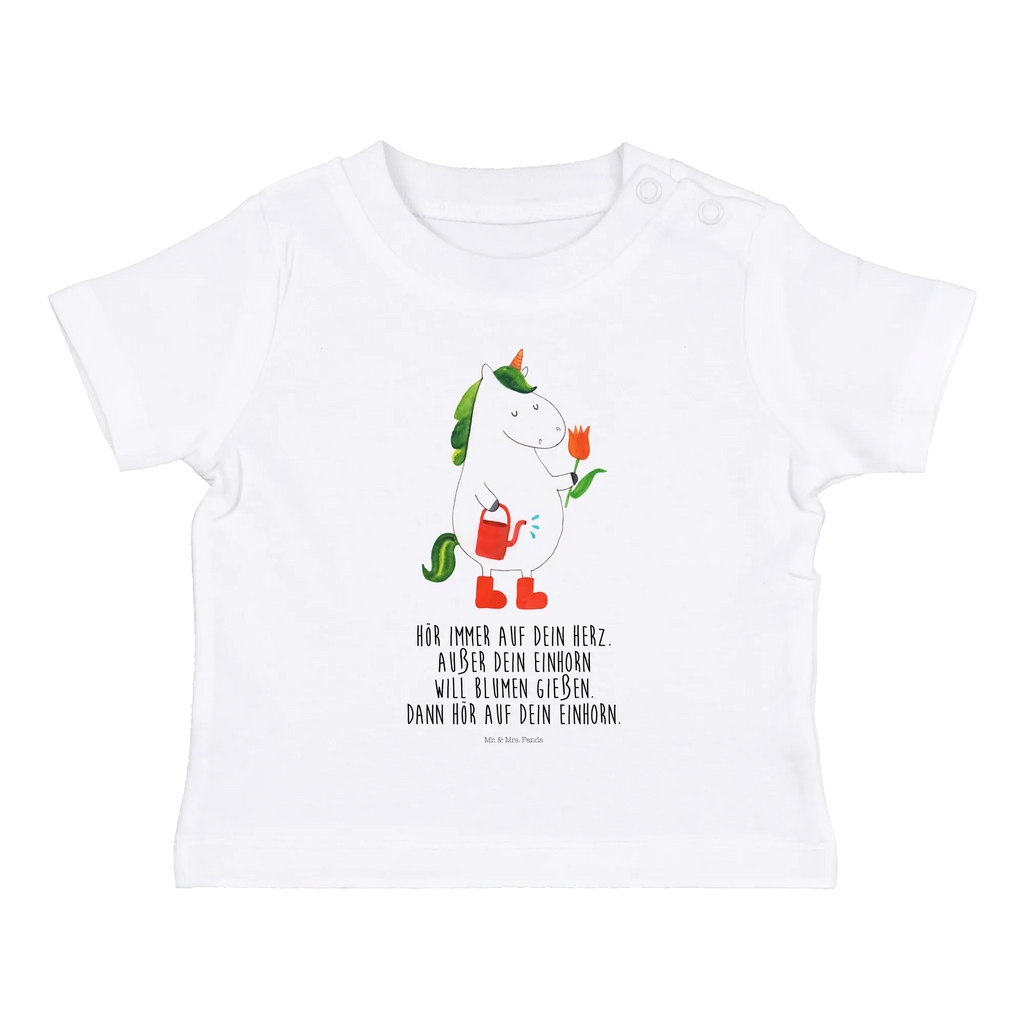 Organic Baby Shirt Einhorn Gärtner Baby T-Shirt, Jungen Baby T-Shirt, Mädchen Baby T-Shirt, Shirt, Einhorn, Einhörner, Einhorn Deko, Pegasus, Unicorn, Luftballon, Gießkanne, Giesskanne, Lebenslust, Freude, Blume, Freundin, Garten, Stiefel