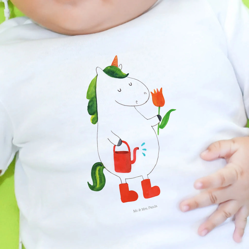 Organic Baby Shirt Einhorn Gärtner Baby T-Shirt, Jungen Baby T-Shirt, Mädchen Baby T-Shirt, Shirt, Einhorn, Einhörner, Einhorn Deko, Pegasus, Unicorn, Luftballon, Gießkanne, Giesskanne, Lebenslust, Freude, Blume, Freundin, Garten, Stiefel