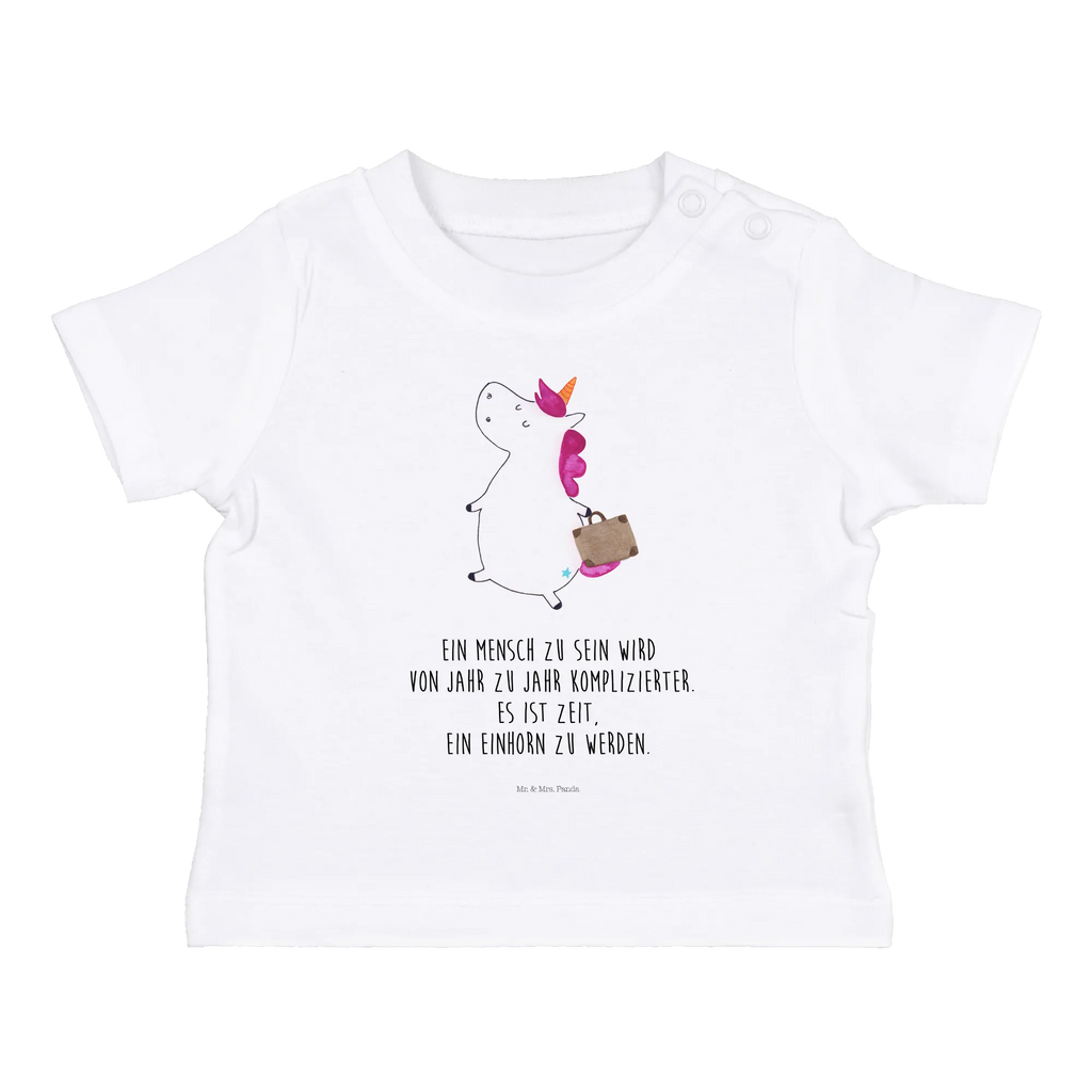 Organic Baby Shirt Einhorn Koffer Baby T-Shirt, Jungen Baby T-Shirt, Mädchen Baby T-Shirt, Shirt, Einhorn, Einhörner, Einhorn Deko, Pegasus, Unicorn, unicorn, Koffer, Verreisen, Reise, Gepäck, Abenteuer, Erwachsen, Kind, albern, Spaß, lustig, witzig