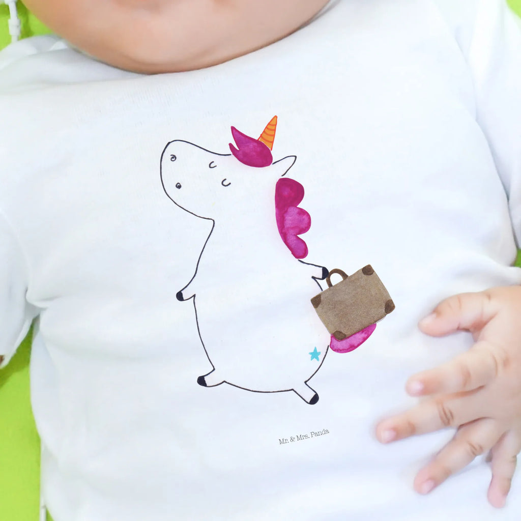 Organic Baby Shirt Einhorn Koffer Baby T-Shirt, Jungen Baby T-Shirt, Mädchen Baby T-Shirt, Shirt, Einhorn, Einhörner, Einhorn Deko, Pegasus, Unicorn, unicorn, Koffer, Verreisen, Reise, Gepäck, Abenteuer, Erwachsen, Kind, albern, Spaß, lustig, witzig