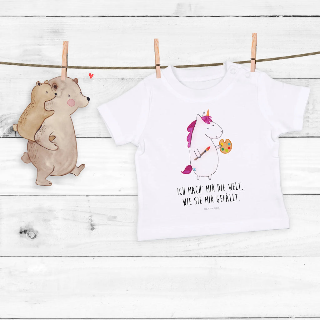 Organic Baby Shirt Einhorn Künstler Baby T-Shirt, Jungen Baby T-Shirt, Mädchen Baby T-Shirt, Shirt, Einhorn, Einhörner, Einhorn Deko, Pegasus, Unicorn, Englisch, Künstler, Artist, Malen, Zeichnen, Welt, Farbe, Stift, Pinsel, Geschenk, Maler