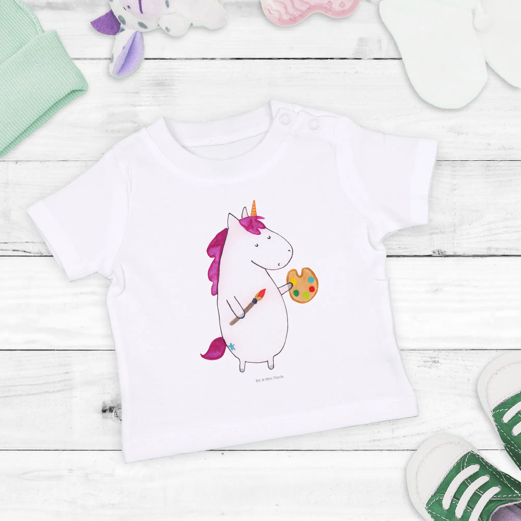 Organic Baby Shirt Einhorn Künstler Baby T-Shirt, Jungen Baby T-Shirt, Mädchen Baby T-Shirt, Shirt, Einhorn, Einhörner, Einhorn Deko, Pegasus, Unicorn, Englisch, Künstler, Artist, Malen, Zeichnen, Welt, Farbe, Stift, Pinsel, Geschenk, Maler