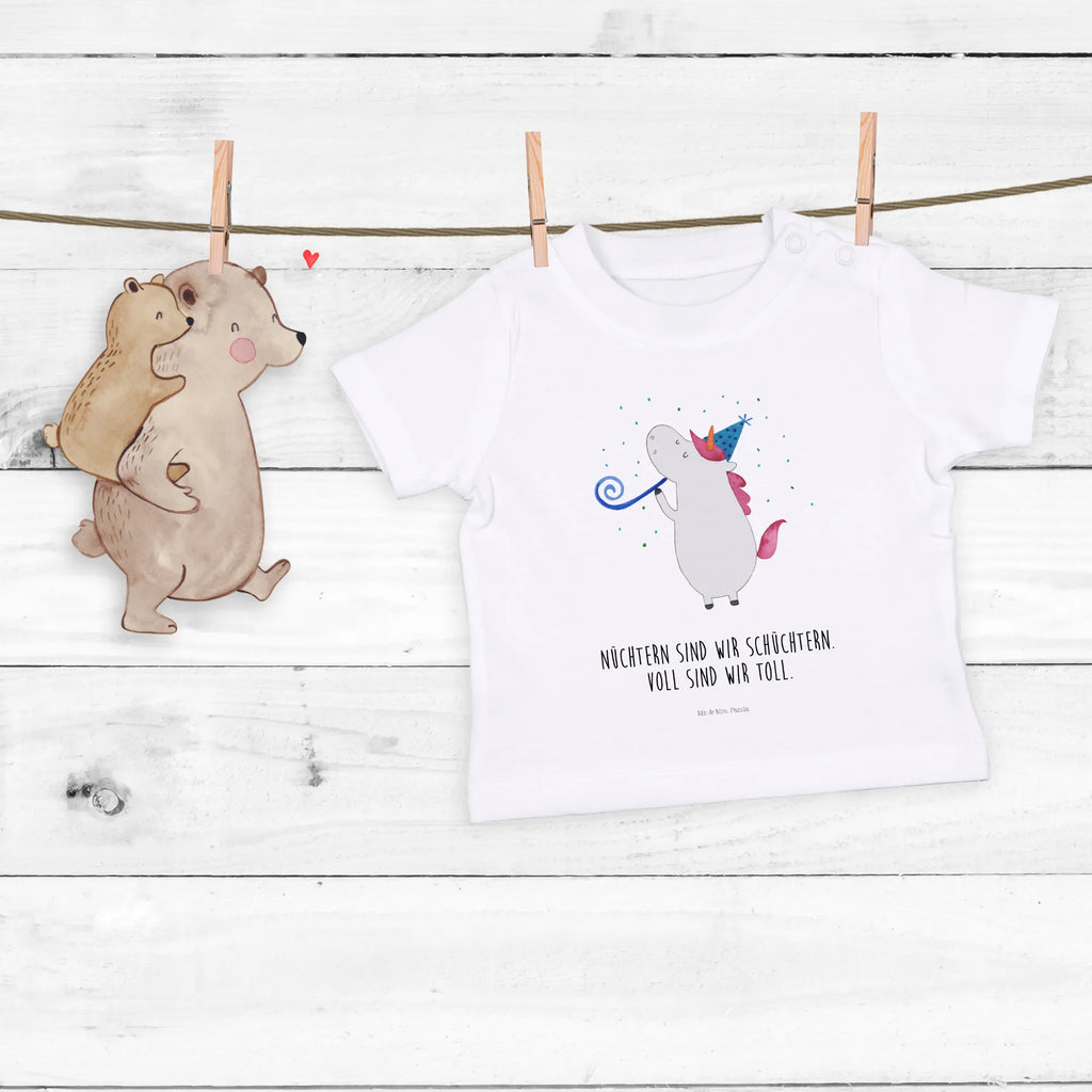 Organic Baby Shirt Einhorn Party Baby T-Shirt, Jungen Baby T-Shirt, Mädchen Baby T-Shirt, Shirt, Einhorn, Einhörner, Einhorn Deko, Pegasus, Unicorn, Glitzer, Konfetti, Party, Geburtstag, Feier, Fest, Alkohol, Disco, Club