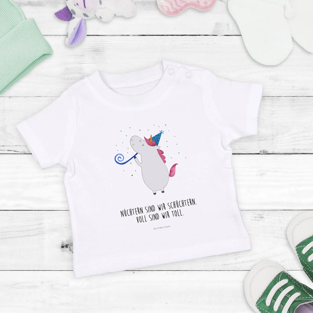 Organic Baby Shirt Einhorn Party Baby T-Shirt, Jungen Baby T-Shirt, Mädchen Baby T-Shirt, Shirt, Einhorn, Einhörner, Einhorn Deko, Pegasus, Unicorn, Glitzer, Konfetti, Party, Geburtstag, Feier, Fest, Alkohol, Disco, Club