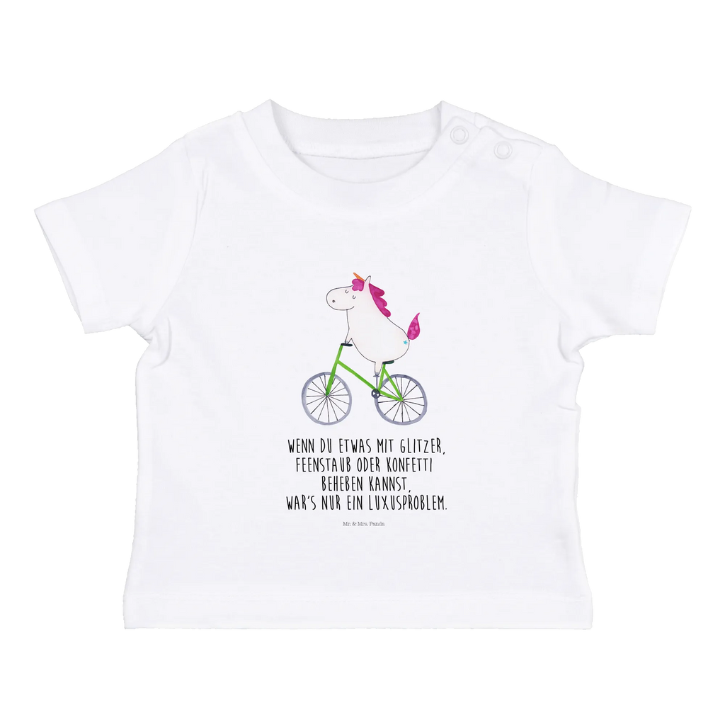 Organic Baby Shirt Einhorn Radfahrer Baby T-Shirt, Jungen Baby T-Shirt, Mädchen Baby T-Shirt, Shirt, Einhorn, Einhörner, Einhorn Deko, Pegasus, Unicorn, Radfahren, Radfahrer, Rad, Bike, Feenstaub, Konfetti, Luxusproblem, Kummer, Liebeskummer