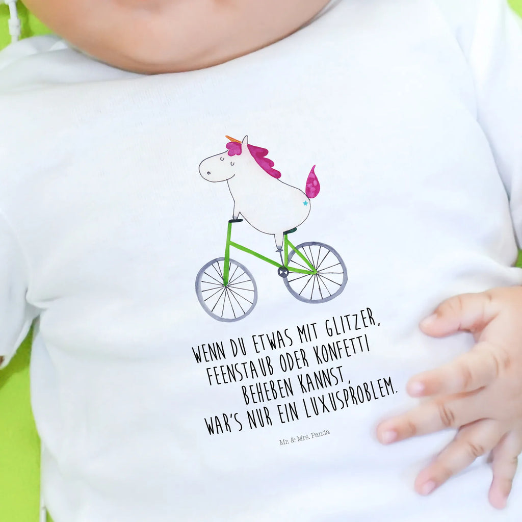 Organic Baby Shirt Einhorn Radfahrer Baby T-Shirt, Jungen Baby T-Shirt, Mädchen Baby T-Shirt, Shirt, Einhorn, Einhörner, Einhorn Deko, Pegasus, Unicorn, Radfahren, Radfahrer, Rad, Bike, Feenstaub, Konfetti, Luxusproblem, Kummer, Liebeskummer