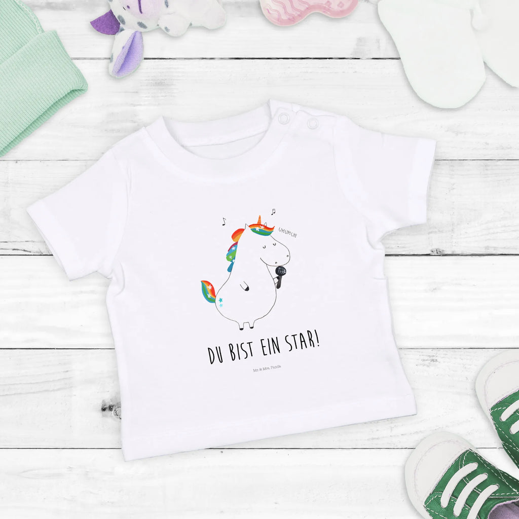 Organic Baby Shirt Einhorn Sänger Baby T-Shirt, Jungen Baby T-Shirt, Mädchen Baby T-Shirt, Shirt, Einhorn, Einhörner, Einhorn Deko, Pegasus, Unicorn, Glitzer, Konfetti, Party, Geburtstag, Feier, Fest, Disco, Sängerin, Sänger, Freundin