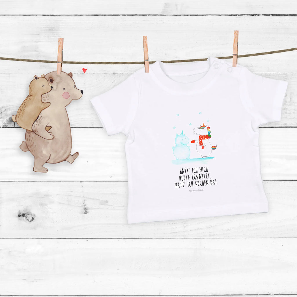 Organic Baby Shirt Einhorn Schneemann Baby T-Shirt, Jungen Baby T-Shirt, Mädchen Baby T-Shirt, Shirt, Einhorn, Einhörner, Einhorn Deko, Pegasus, Unicorn, Schneemann, Winter, Schnee, Kuchen, Weihnachten, kalt, Mütze, Handschuhe, X-Mas