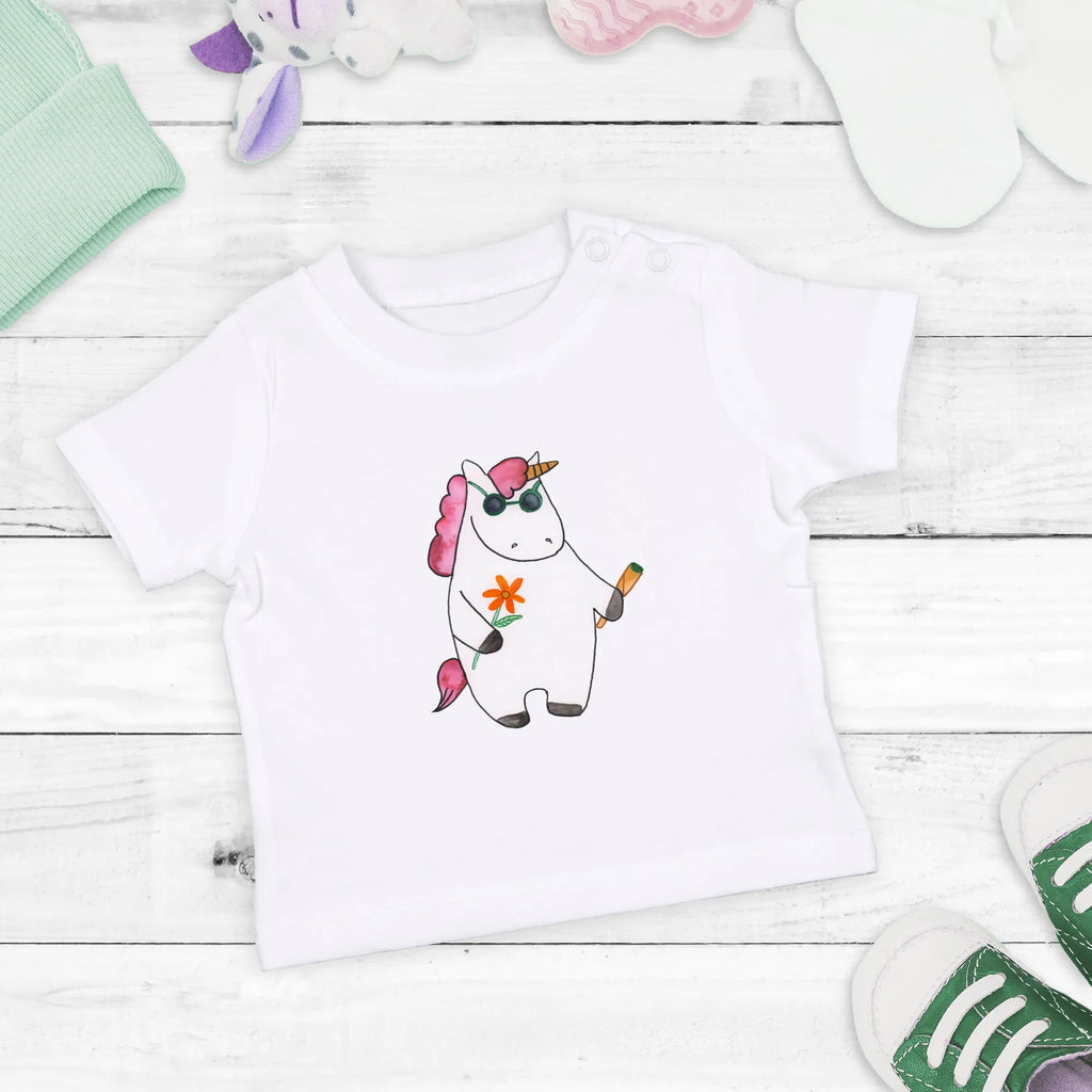 Organic Baby Shirt Einhorn Woodstock Baby T-Shirt, Jungen Baby T-Shirt, Mädchen Baby T-Shirt, Shirt, Einhorn, Einhörner, Einhorn Deko, Pegasus, Unicorn, Kiffen, Joint, Zigarette, Alkohol, Party, Spaß. lustig, witzig, Woodstock