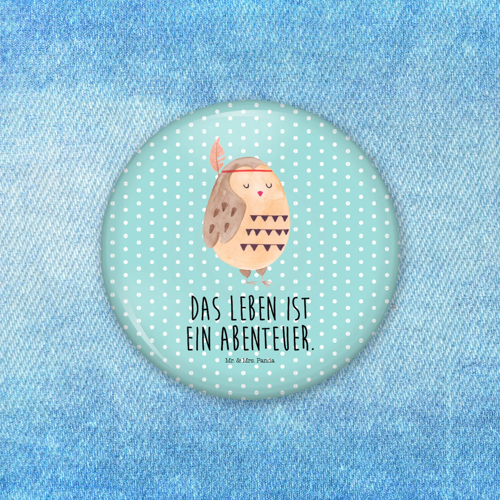 Button Eule Federschmuck 50mm Button, Button, Pin, Anstecknadel, Eule, Eule Deko, Owl, Das Leben ist ein Abenteuer, Reisespruch, Federschmuck, Dekoration