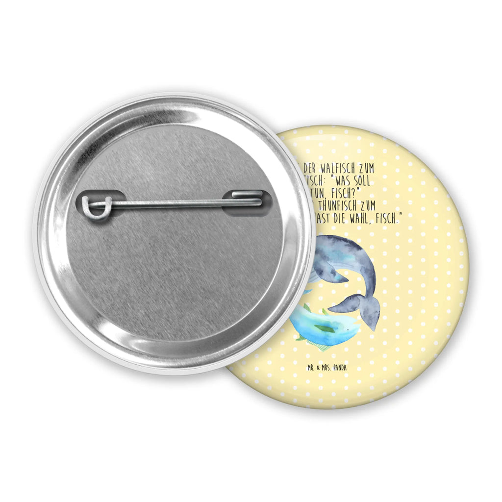 Button Walfisch & Thunfisch 50mm Button, Button, Pin, Anstecknadel, Tiermotive, Gute Laune, lustige Sprüche, Tiere, Wal, Wahl, Tunfisch, Wortwitz lustig, Spruch lustig, Flachwitz, Witz, Spruch des Tages, Flachwitz Geschenk