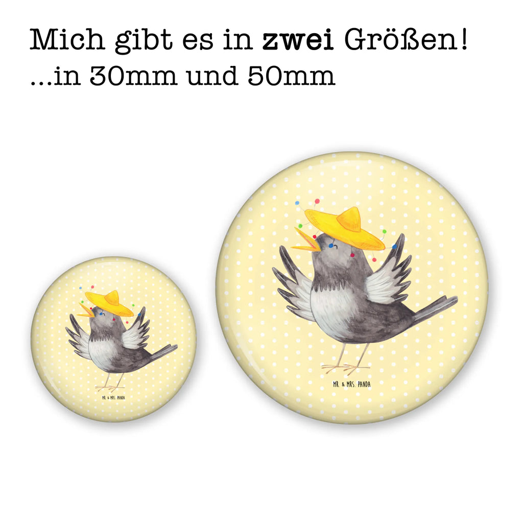 Button Rabe mit Sombrero 50mm Button, Button, Pin, Anstecknadel, Tiermotive, Gute Laune, lustige Sprüche, Tiere, Rabe, Vogel, Vögel, Spruch positiv, fröhlich sein, glücklich sein, Glück Spruch, froh, Elster, Motivation