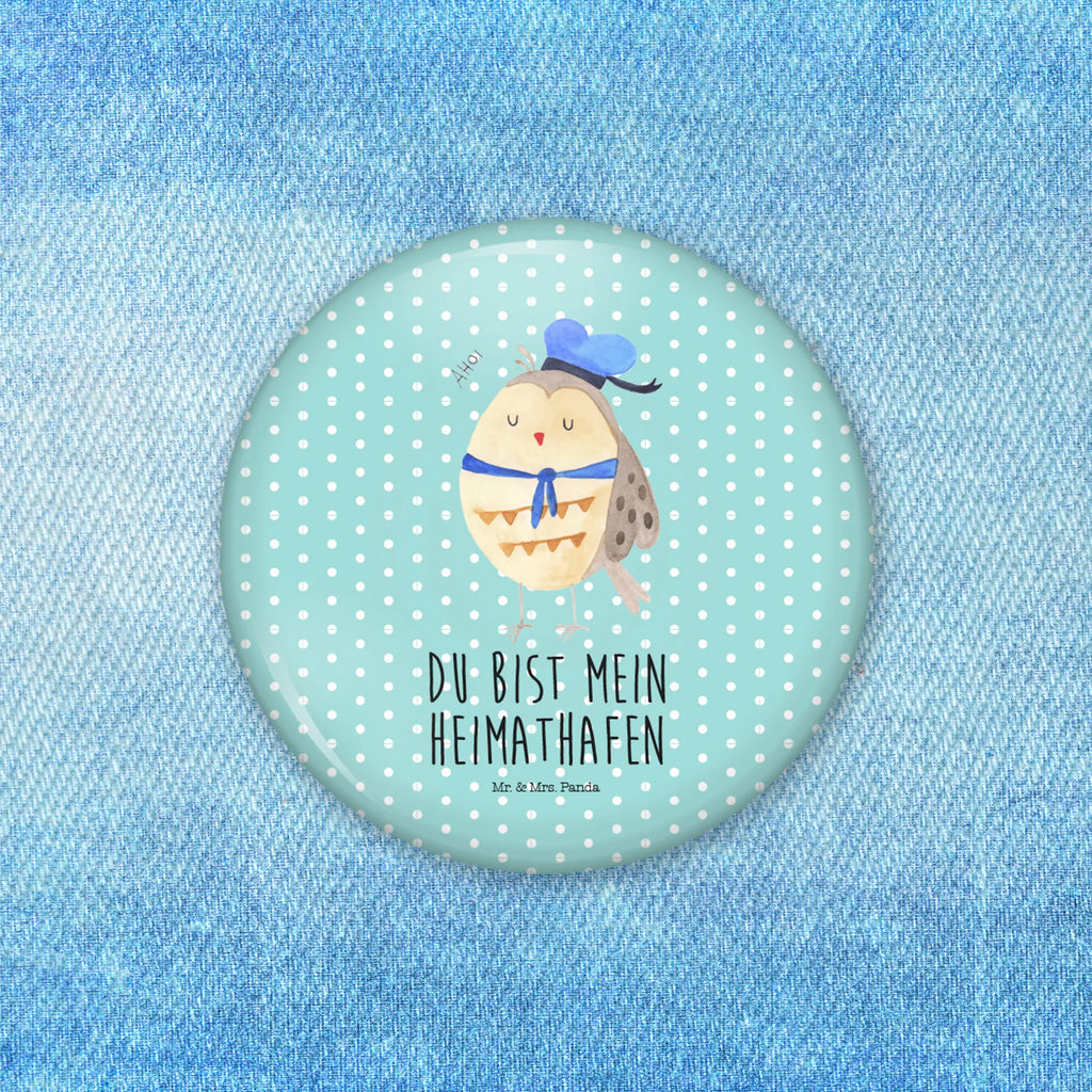 Button Eule Matrosen 50mm Button, Button, Pin, Anstecknadel, Eule, Eule Spruch, Eule Deko, Owl, Wortspiel lustig, Matrose, Freundin, Ehe, Seefahrer, Heimathafen, Hochzeitstag Geschenk