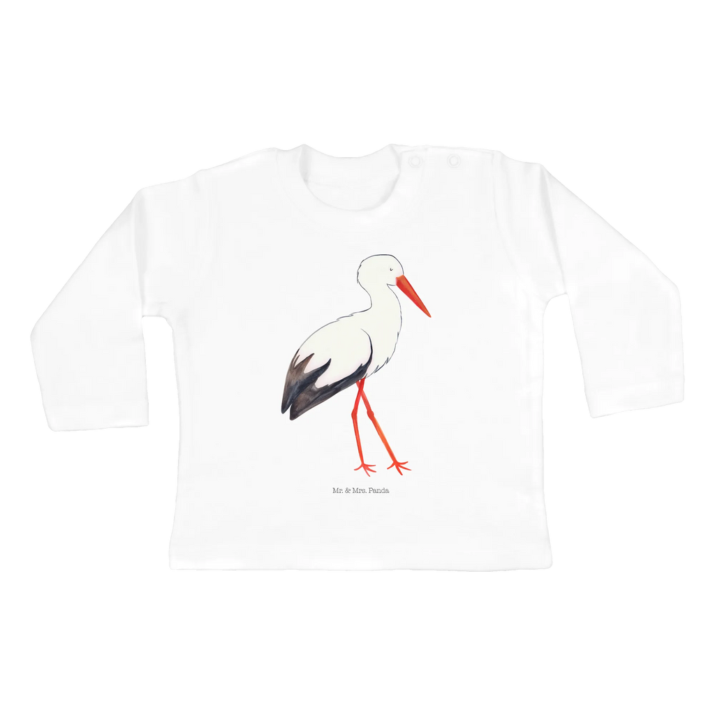 Baby Longsleeve Storch Mädchen, Jungen, Baby, Langarm, Bio, Kleidung, Tiermotive, Gute Laune, lustige Sprüche, Tiere, Storch, Störche, Schwangerschaft, Geburt, Mutter, Mütter, Mutter werden, Schwanger, Babybauch