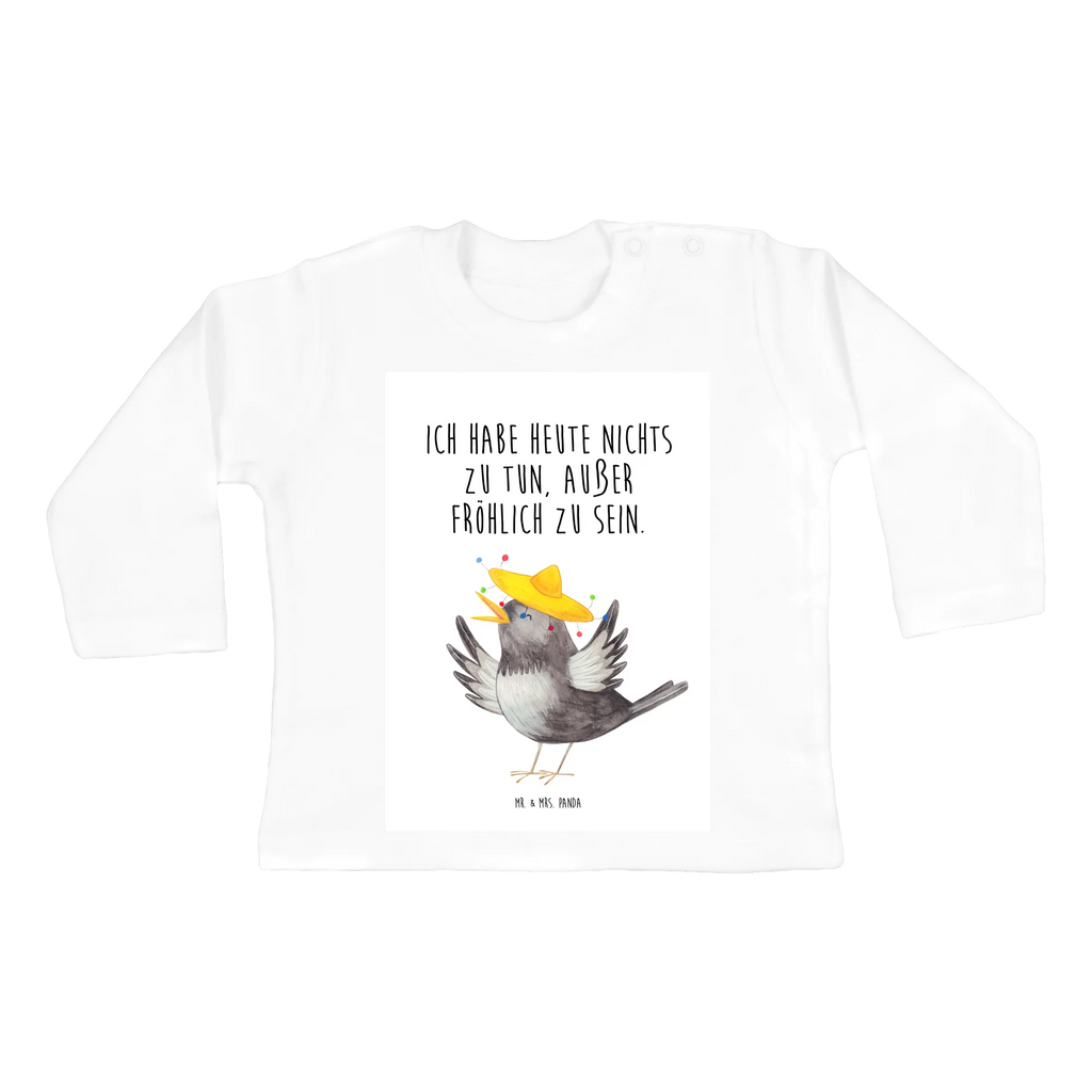 Baby Longsleeve Rabe mit Sombrero Mädchen, Jungen, Baby, Langarm, Bio, Kleidung, Tiermotive, Gute Laune, lustige Sprüche, Tiere, Rabe, Vogel, Vögel, Spruch positiv, fröhlich sein, glücklich sein, Glück Spruch, froh, Elster, Motivation