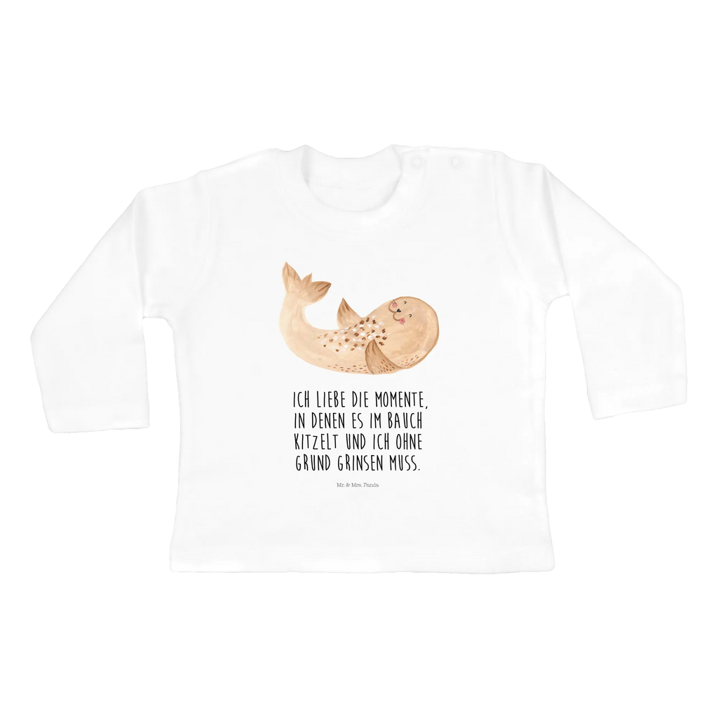 Baby Longsleeve Robbe liegend Mädchen, Jungen, Baby, Langarm, Bio, Kleidung, Tiermotive, Gute Laune, lustige Sprüche, Tiere, Robbe, Robben, Seehund, Strand, Meerestier, Ostsee, Nordsee, Lachen, Freude