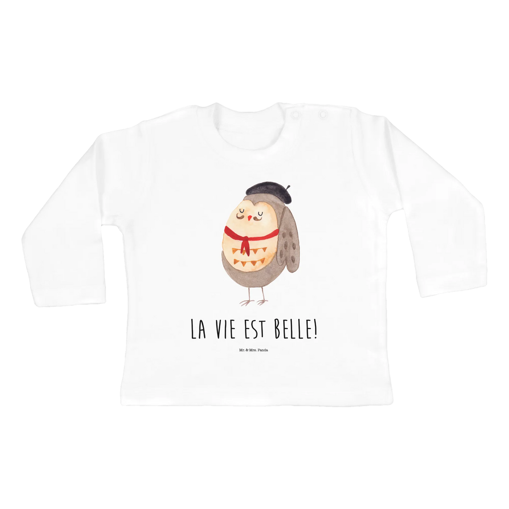 Baby Longsleeve Eule Französisch Mädchen, Jungen, Baby, Langarm, Bio, Kleidung, Eule, Eulen, Eule Deko, Owl, hibou, La vie est belle, das Leben ist schön, Spruch schön, Spruch Französisch, Frankreich