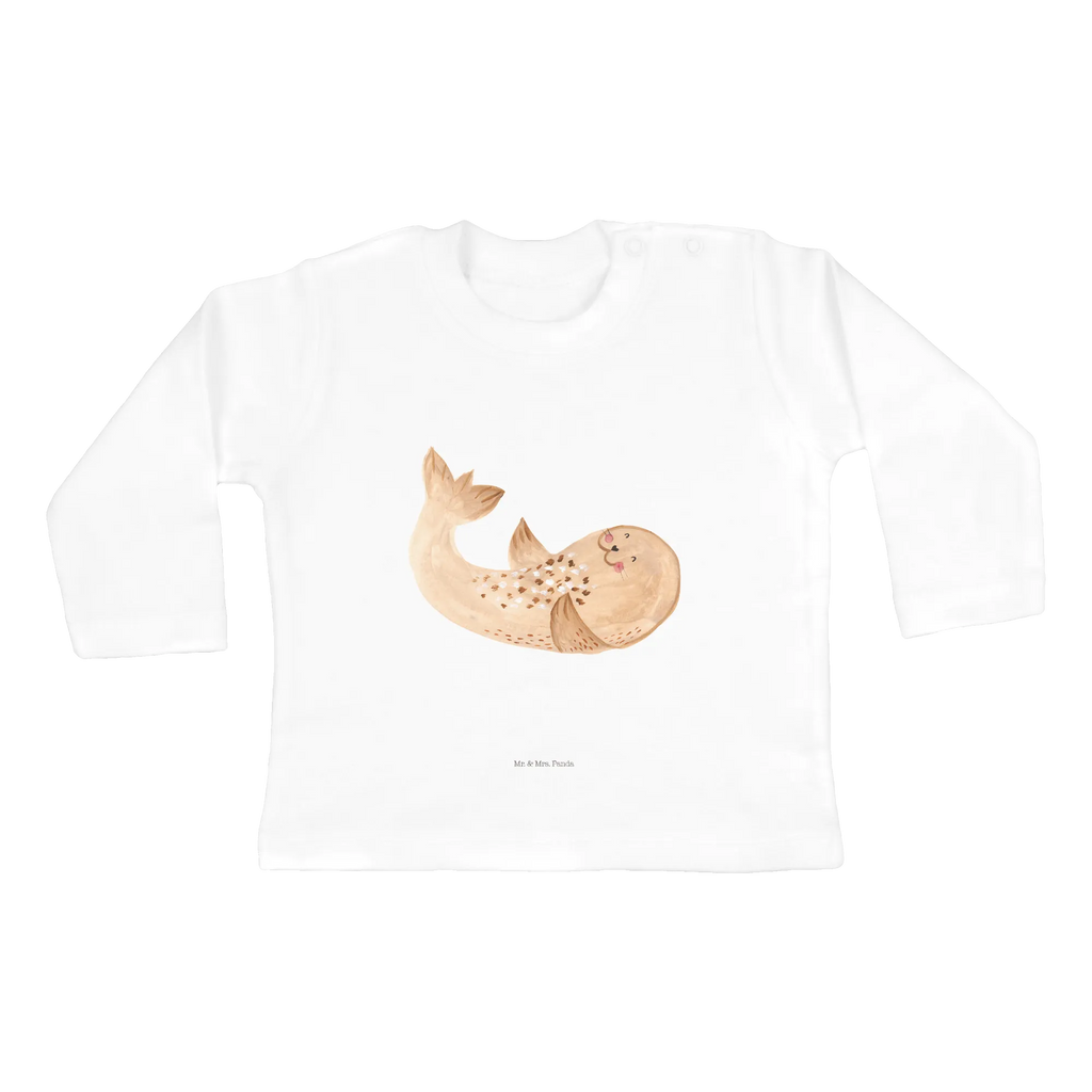 Baby Longsleeve Robbe liegend Mädchen, Jungen, Baby, Langarm, Bio, Kleidung, Tiermotive, Gute Laune, lustige Sprüche, Tiere, Robbe, Robben, Seehund, Strand, Meerestier, Ostsee, Nordsee, Lachen, Freude