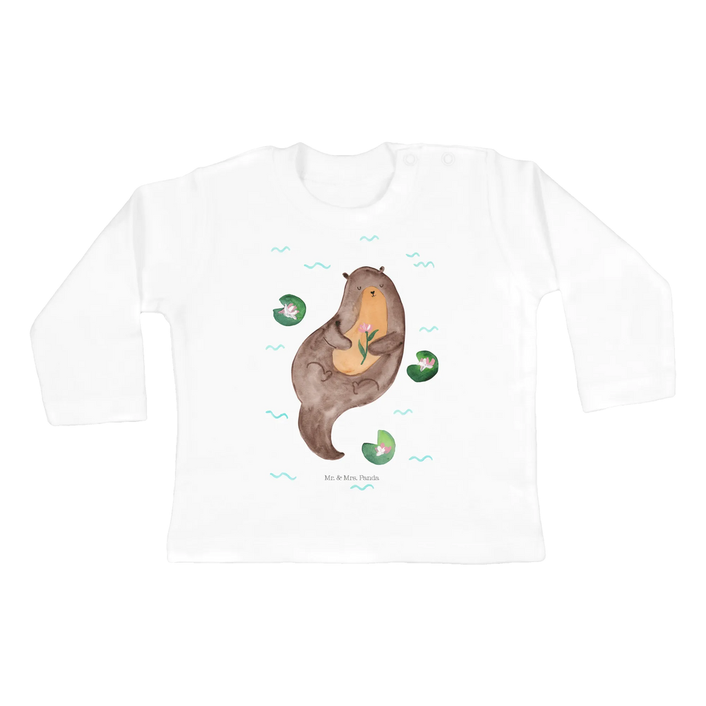 Baby Longsleeve Otter mit Seerose Mädchen, Jungen, Baby, Langarm, Bio, Kleidung, Otter, Fischotter, Seeotter, Otter Seeotter See Otter