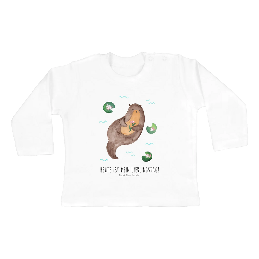 Baby Longsleeve Otter mit Seerose Mädchen, Jungen, Baby, Langarm, Bio, Kleidung, Otter, Fischotter, Seeotter, Otter Seeotter See Otter