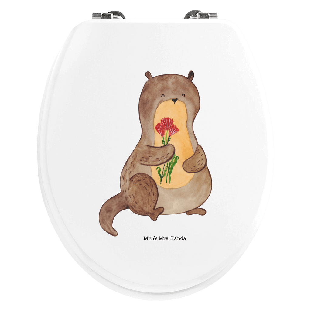 Motiv WC Sitz Otter Blumenstrauß Klobrille, Klodeckel, Toilettendeckel, WC-Sitz, Toilette, Otter, Fischotter, Seeotter, Otter Seeotter See Otter