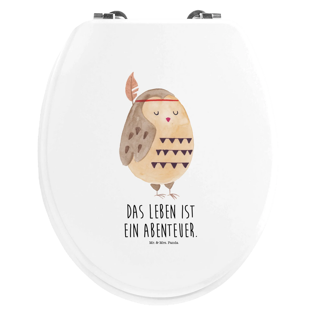 Motiv WC Sitz Eule Federschmuck Klobrille, Klodeckel, Toilettendeckel, WC-Sitz, Toilette, Eule, Eule Deko, Owl, Das Leben ist ein Abenteuer, Reisespruch, Federschmuck, Dekoration