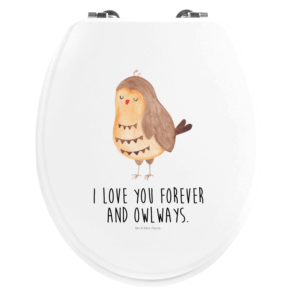 Motiv WC Sitz Eule Zufrieden Klobrille, Klodeckel, Toilettendeckel, WC-Sitz, Toilette, Eule, Eule Spruch, Eule deko, Owl, Liebe Spruch, Romantisch, Wortspiel lustig, Spruch schön, Geschenk Hochzeitstag