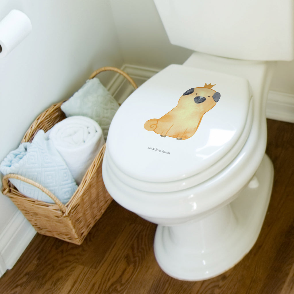 Motiv WC Sitz Mops Krone Klobrille, Klodeckel, Toilettendeckel, WC-Sitz, Toilette, Hund, Hundemotiv, Haustier, Hunderasse, Tierliebhaber, Hundebesitzer, Sprüche, Mops, allergisch, kinderlos, Hausregel, Hundebesitzer. Spruch, lustig