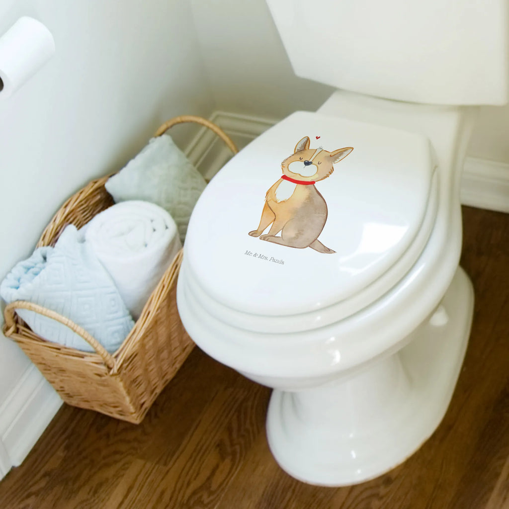 Motiv WC Sitz Hund Glück Klobrille, Klodeckel, Toilettendeckel, WC-Sitz, Toilette, Hund, Hundemotiv, Haustier, Hunderasse, Tierliebhaber, Hundebesitzer, Sprüche, Corgie, Hundeliebe, Spruch, Hundemama, Liebe