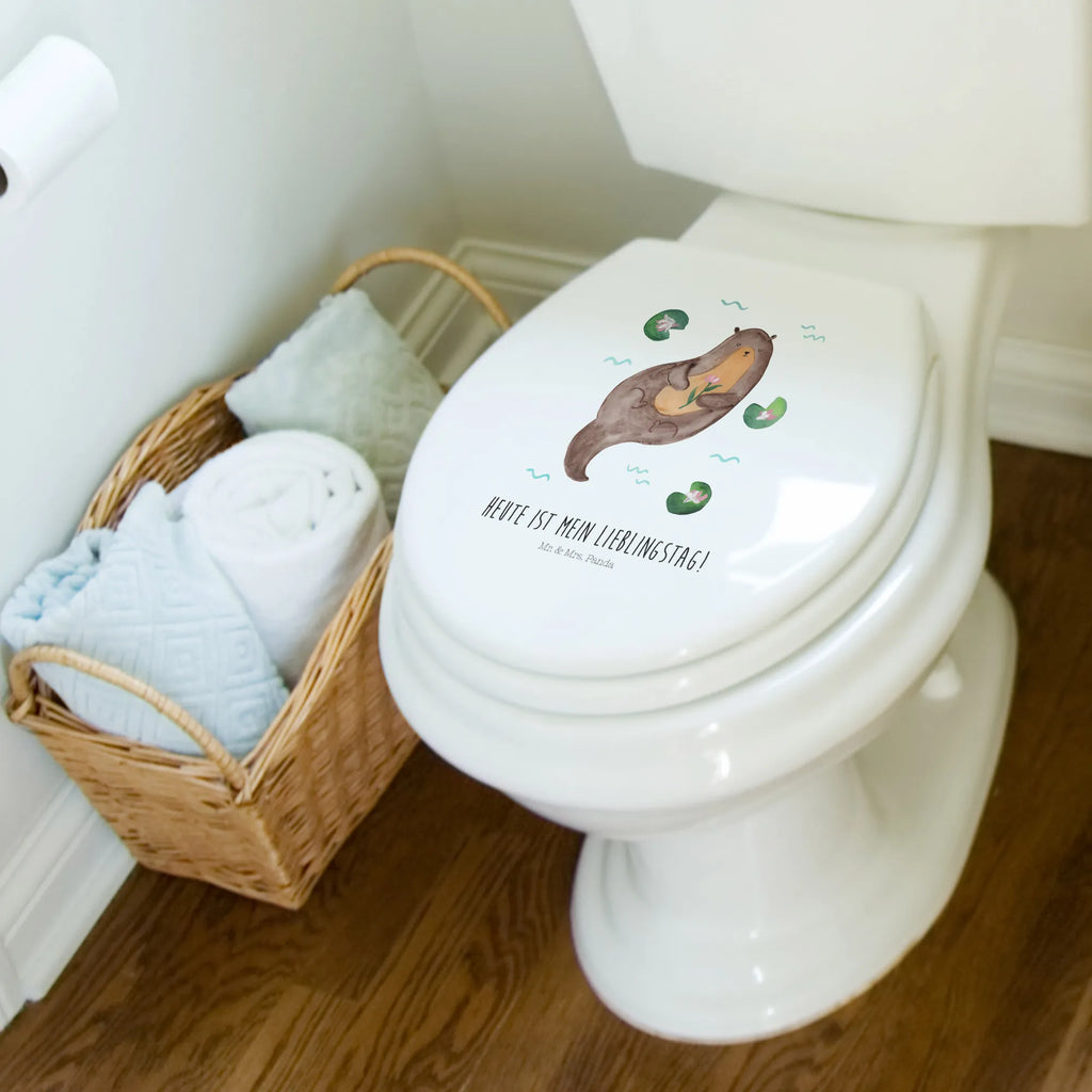 Motiv WC Sitz Otter Seerose Klobrille, Klodeckel, Toilettendeckel, WC-Sitz, Toilette, Otter, Fischotter, Seeotter, Otter Seeotter See Otter