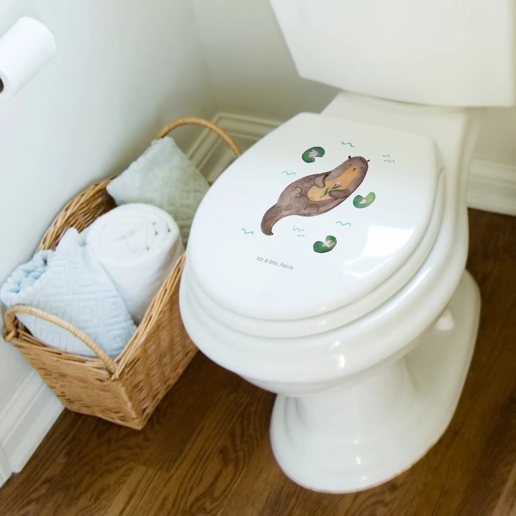 Motiv WC Sitz Otter Seerose Klobrille, Klodeckel, Toilettendeckel, WC-Sitz, Toilette, Otter, Fischotter, Seeotter, Otter Seeotter See Otter