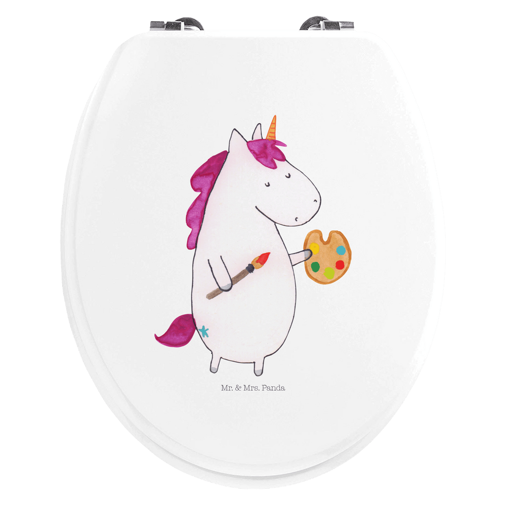 Motiv WC Sitz Einhorn Künstler Klobrille, Klodeckel, Toilettendeckel, WC-Sitz, Toilette, Einhorn, Einhörner, Einhorn Deko, Pegasus, Unicorn, Englisch, Künstler, Artist, Malen, Zeichnen, Welt, Farbe, Stift, Pinsel, Geschenk, Maler